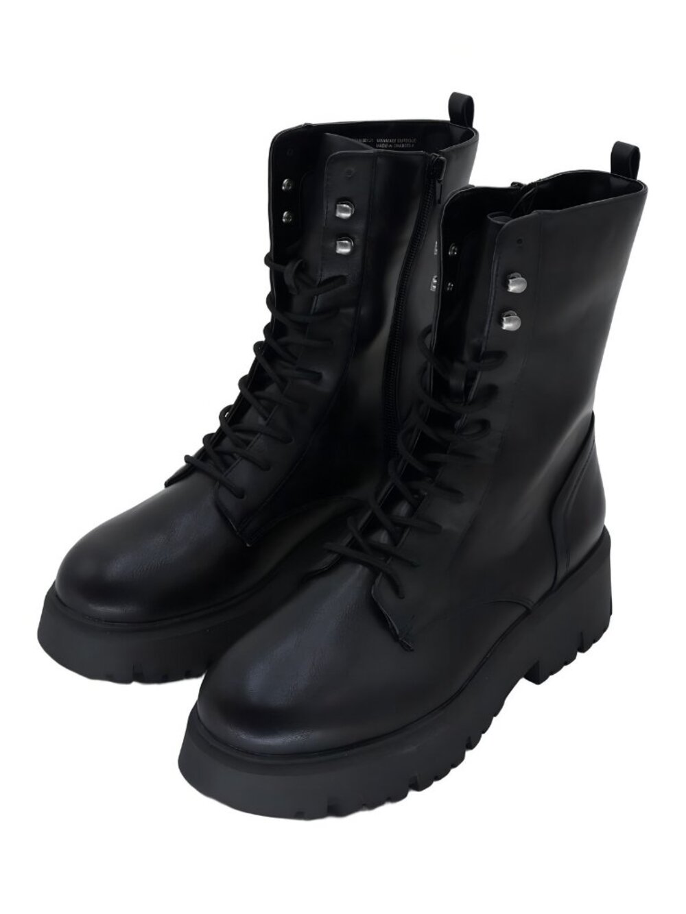 Madden Girl Maisey Lace-Up Combat Booties Black Chunky Sole US 9M - Picture 2 of 6